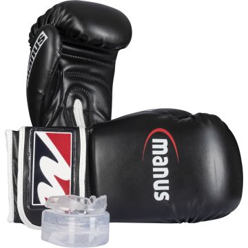 Boxing starter-kit with boxing gloves and mouthguard